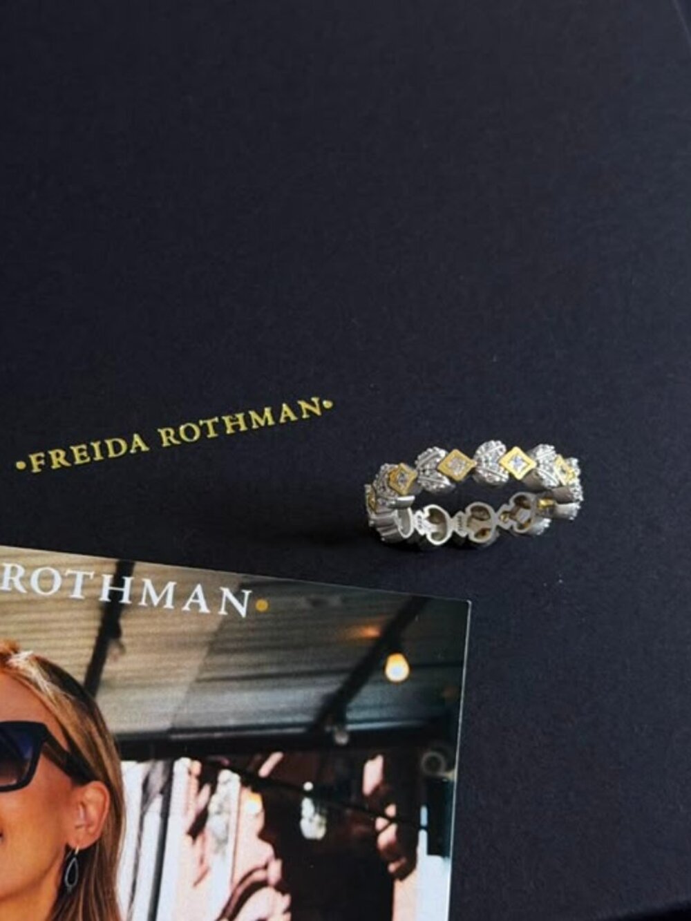 FREIDA ROTHMAN - Matte Silver and Gold Statements Ring - Size 8